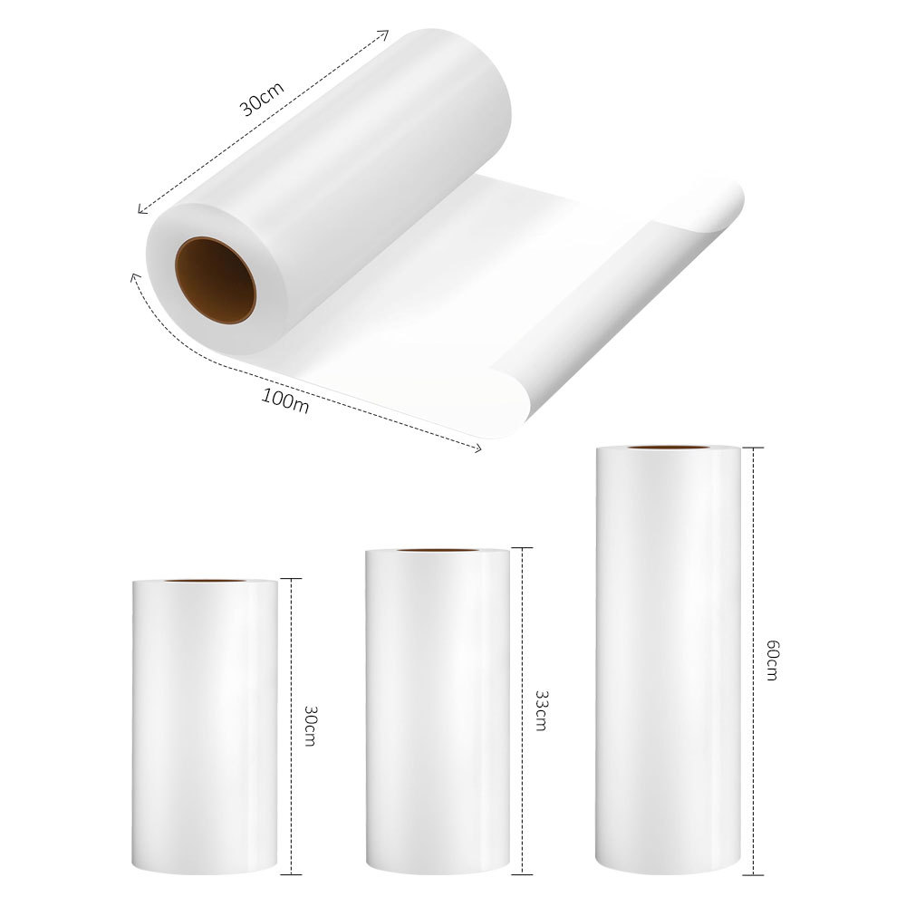DTF Heat Transfer Film Roll - Roll to Roll Sublimation PET Film with 30cm / 33cm / 60cm Width x 100m Length for Direct to Film Garment Printing