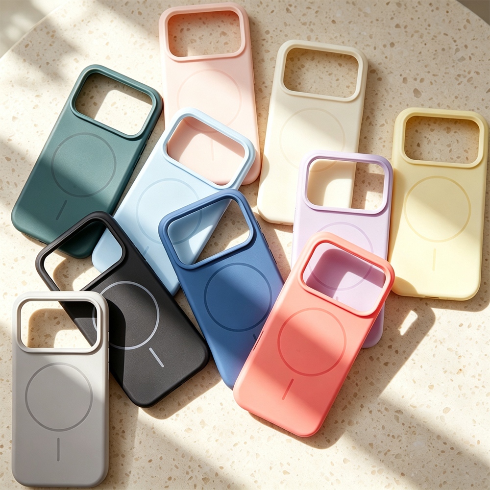 Hot Selling Trendy Solid Color Magnetic Phone Case for iPhone - 10 Color Options Skin-Feel Protective Phone Cover with Built-in Magnet for Wireless Charging