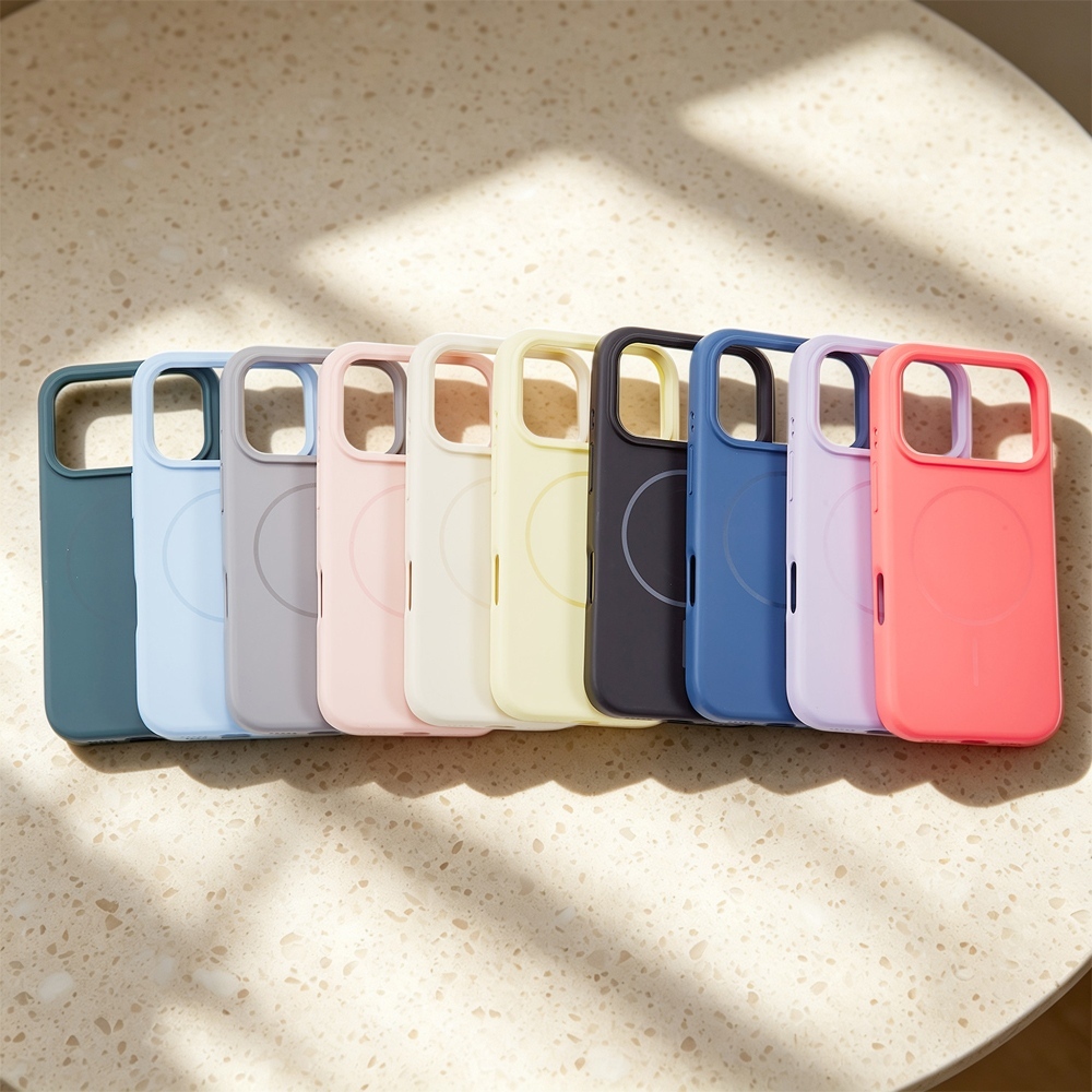Hot Selling Trendy Solid Color Magnetic Phone Case for iPhone - 10 Color Options Skin-Feel Protective Phone Cover with Built-in Magnet for Wireless Charging