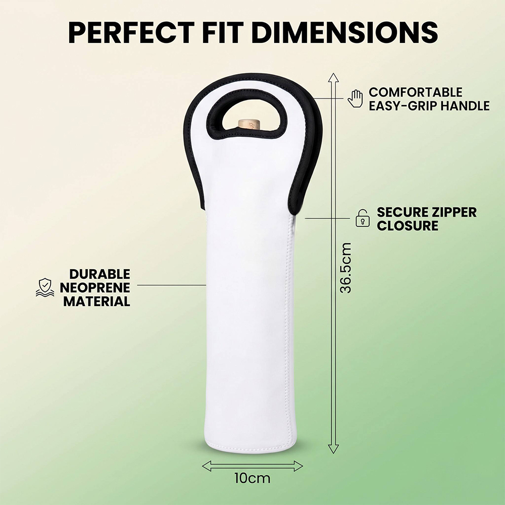 Sublimation Neoprene Wine Bag Blank Double Sided Heat Transfer Printing Bottle Carry Tote for Custom Gifts Party Decor