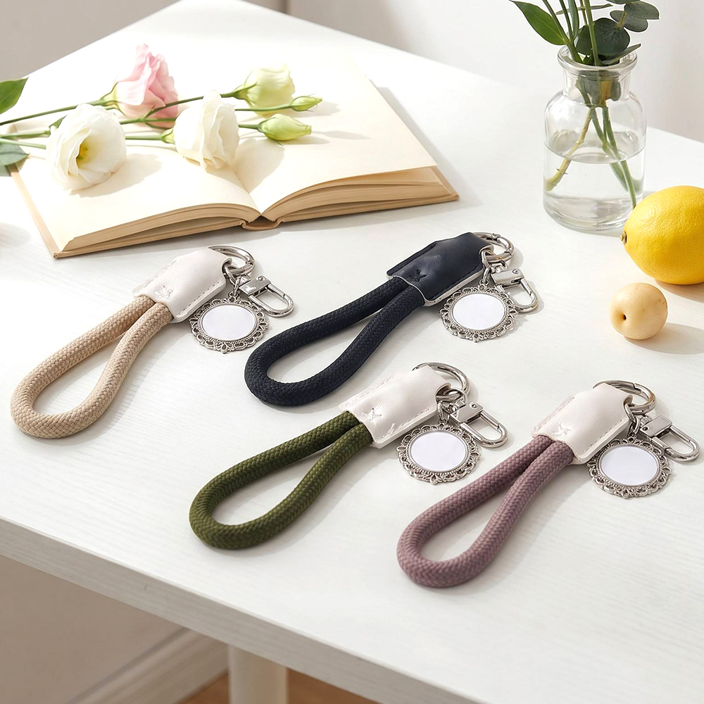Sublimation Dopamine Lanyard PU Leather Nylon Phone Stripe Heat Transfer Vintage Pendant Keychain Wrist Strap 6 Styles Blanks