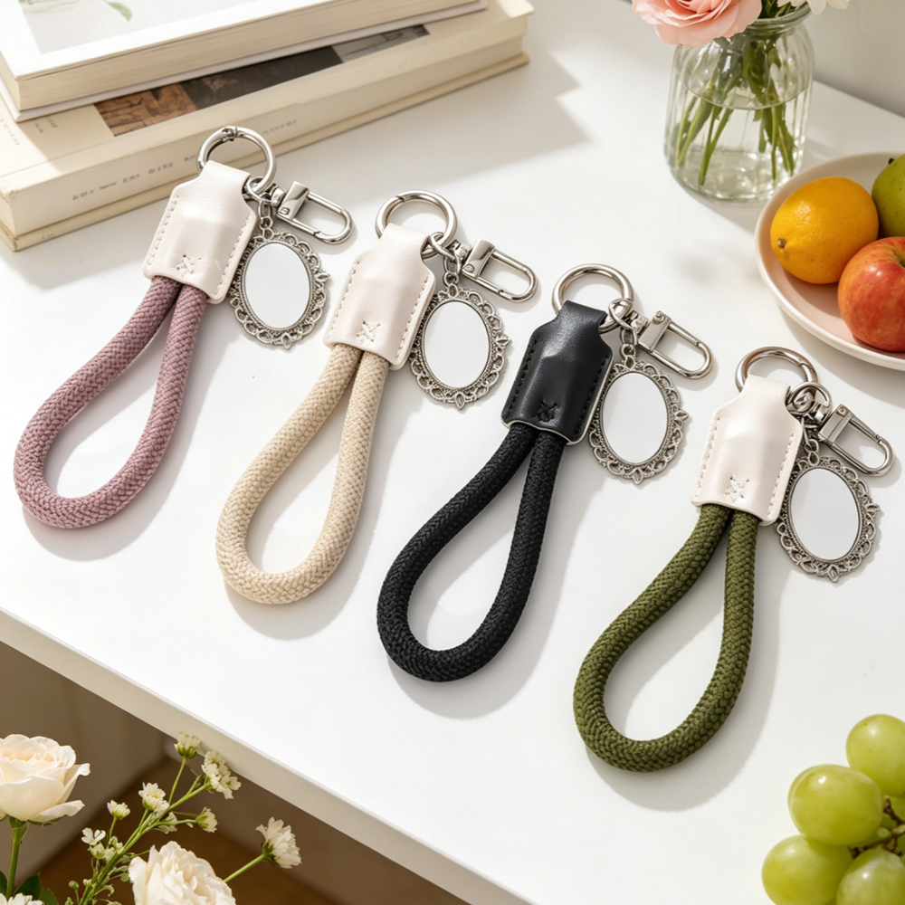 Sublimation Dopamine Lanyard PU Leather Nylon Phone Stripe Heat Transfer Vintage Pendant Keychain Wrist Strap 6 Styles Blanks