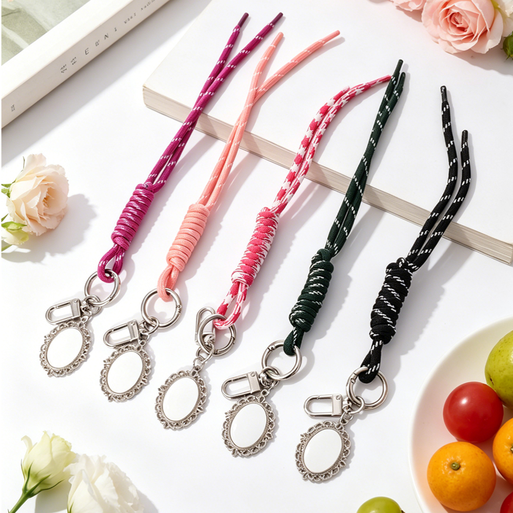 Sublimation Dopamine Lanyard PU Leather Nylon Phone Stripe Heat Transfer Vintage Pendant Keychain Wrist Strap 6 Styles Blanks