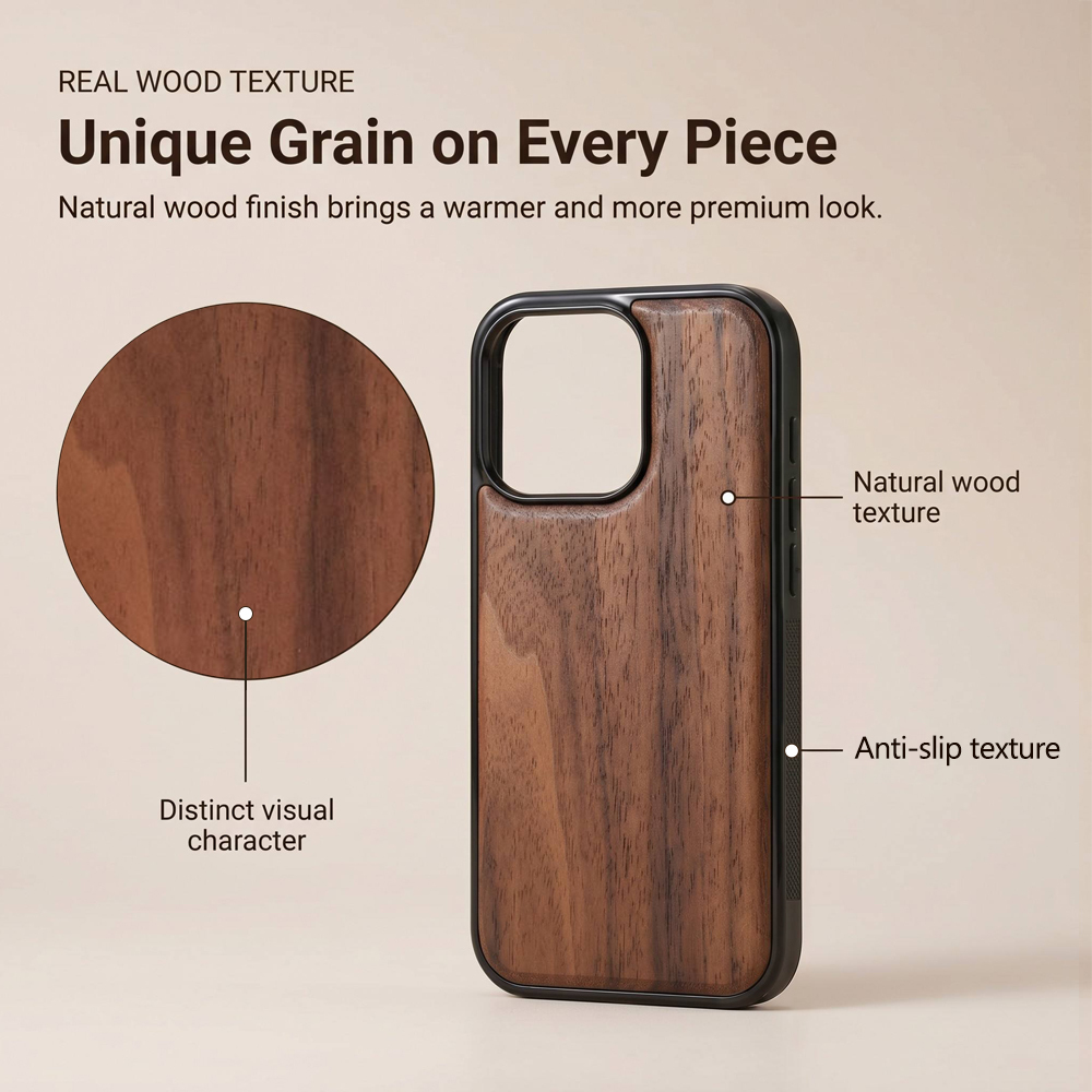 Custom Laser Engraving Natural Wooden TPU Phone Case For iPhone Series Wholesale Protective Wood Back Cover