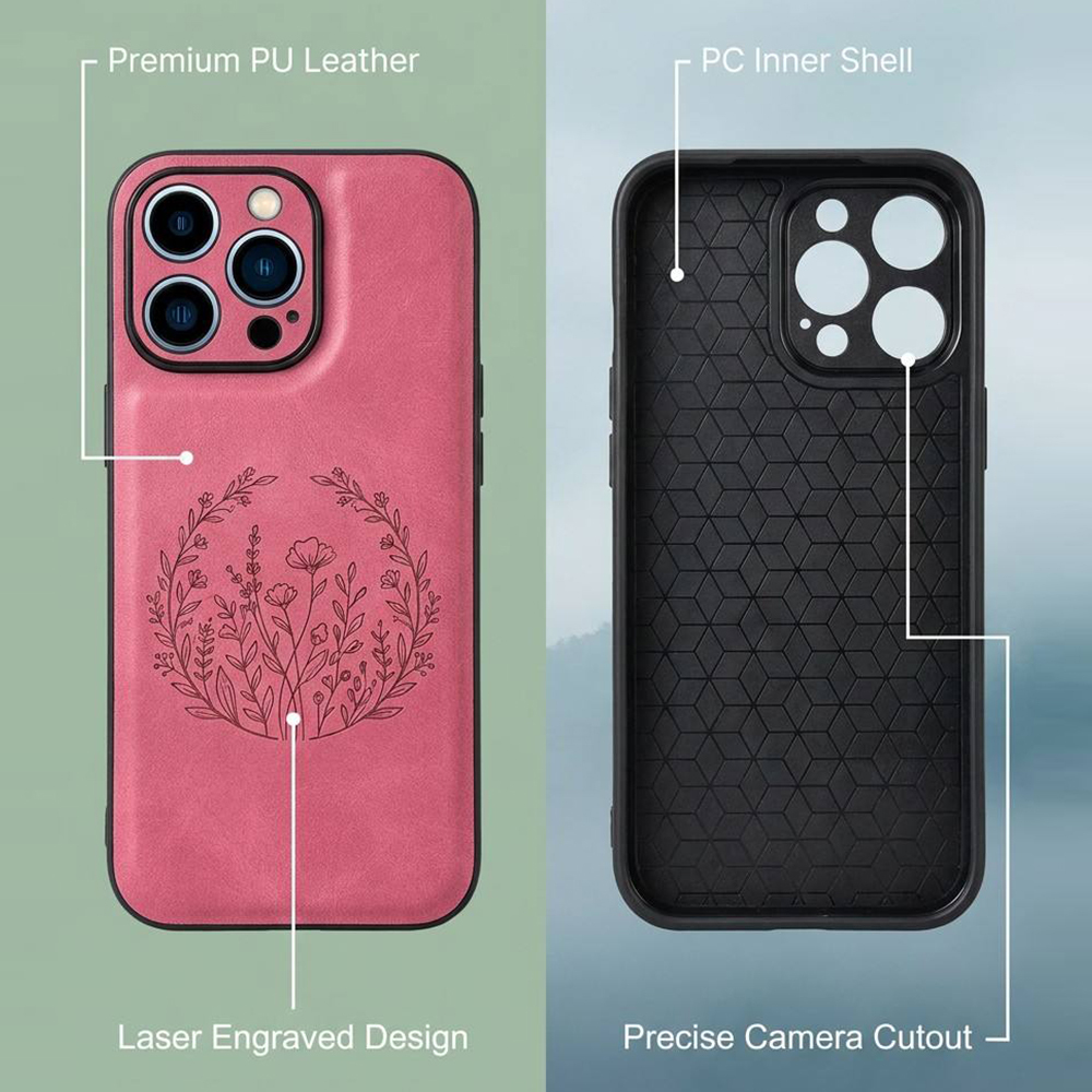Laser Engraving PU Leather Phone Case For iPhone 17 16 15 14 Pro Max 6 Styles Carbon Fiber Dual Layer Shockproof Cover Shell