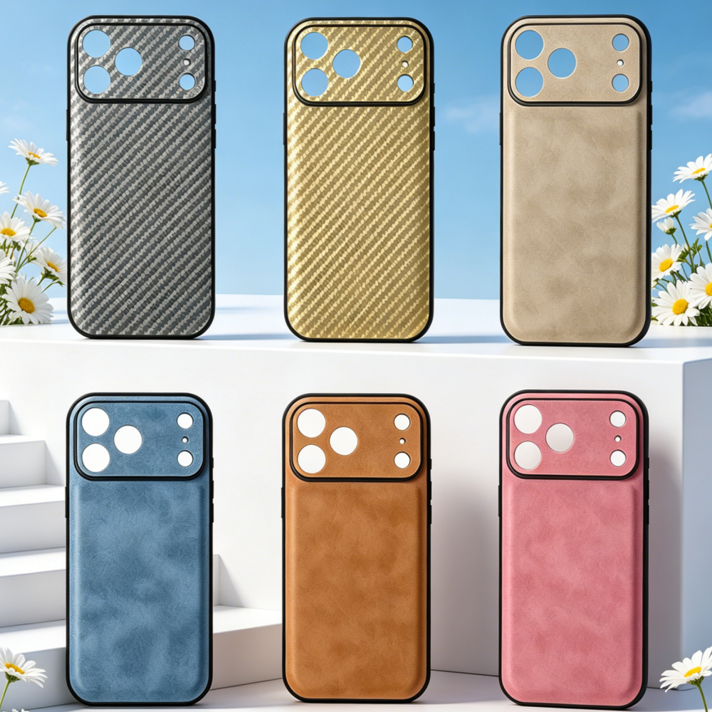 Laser Engraving PU Leather Phone Case For iPhone 17 16 15 14 Pro Max 6 Styles Carbon Fiber Dual Layer Shockproof Cover Shell