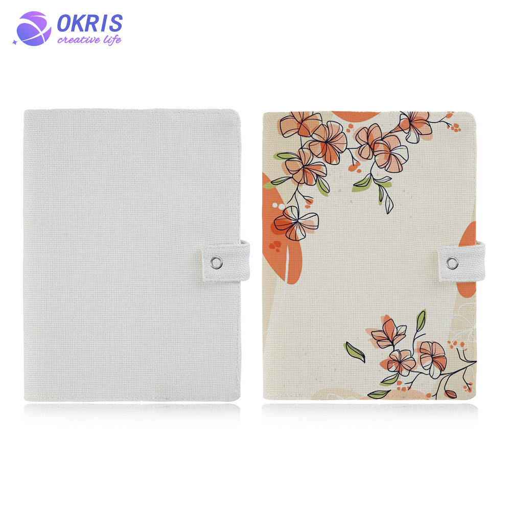 Sublimation Cotton Linen Book Cover Blank A5 DIY Personalized Heat Transfer Book Sleeve Protector With Buckle For Notebooks