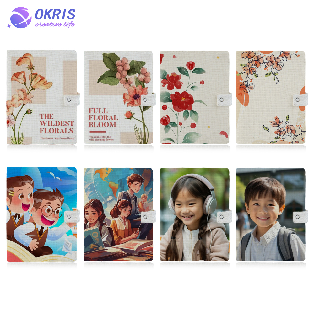 Sublimation Cotton Linen Book Cover Blank A5 DIY Personalized Heat Transfer Book Sleeve Protector With Buckle For Notebooks