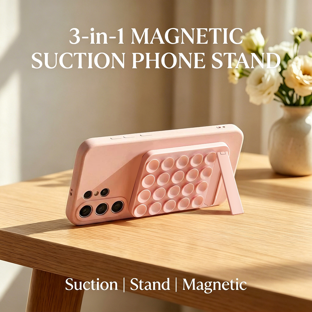 Silicone Suction Phone Holder 3 In 1 Vacuum Suction Cup Phone Stand Foldable Kickstand Wall Mount 10 Macaron Colors Universal