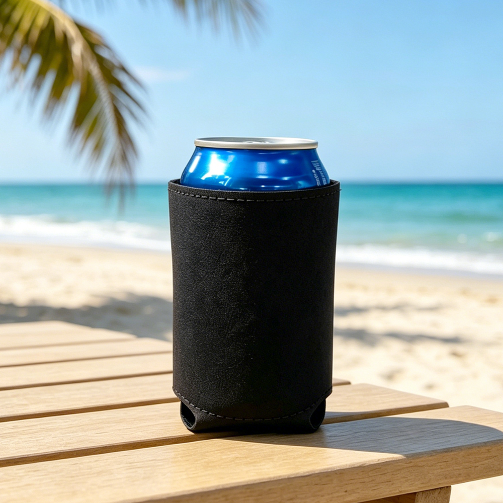 Laser Engravable PU Leather Can Sleeve Blank Beer Koozie 7 Colors Double Side DIY Custom Engraving Insulated Drink Holder
