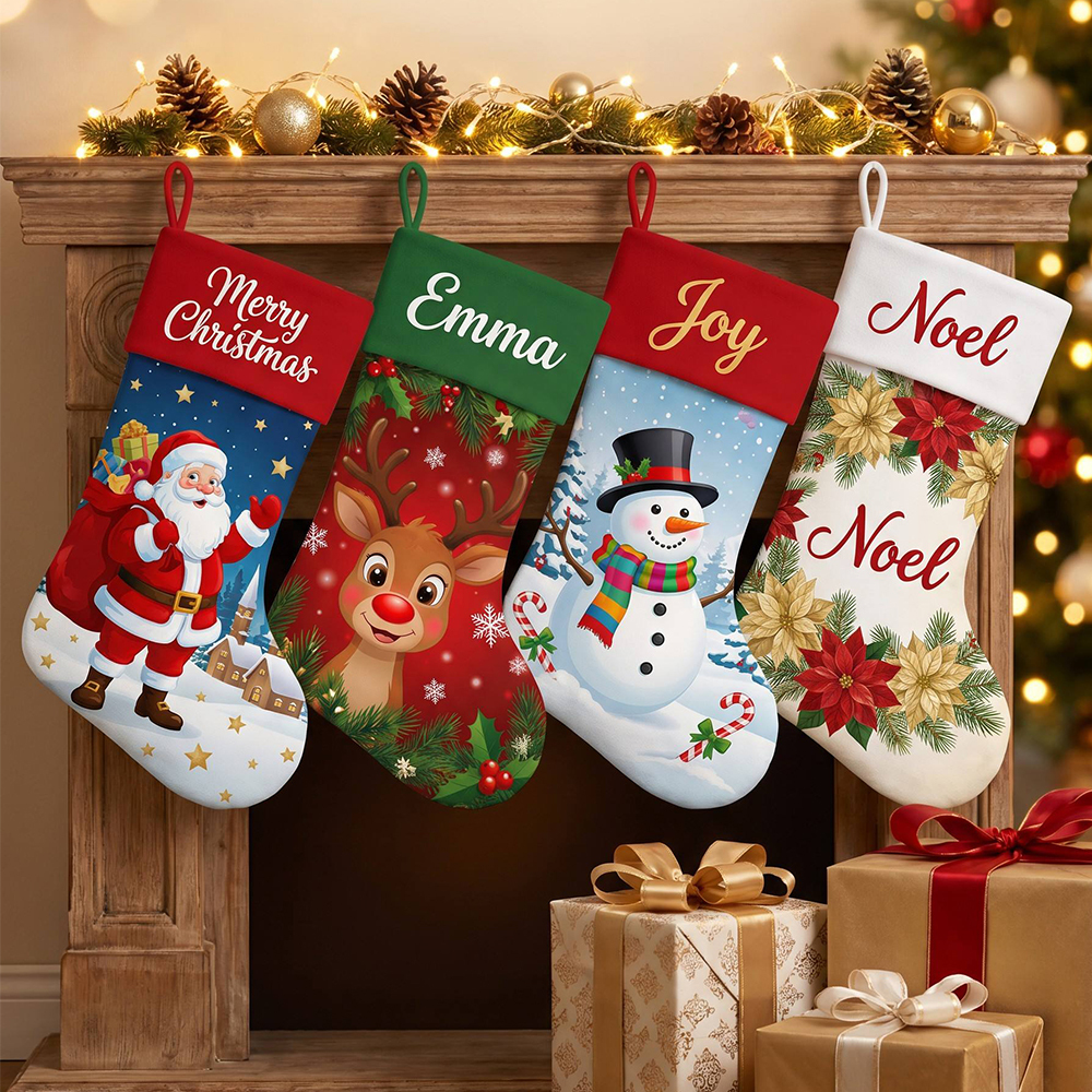 DIY Custom Sublimation Canvas Xmas Stocking Personal Design Heat Transfer Christmas Sock Ornament for Festival Gift Decor