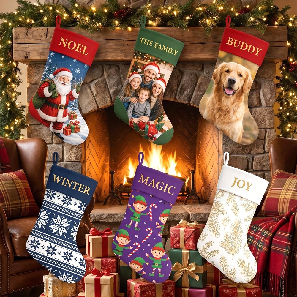DIY Custom Sublimation Canvas Xmas Stocking Personal Design Heat Transfer Christmas Sock Ornament for Festival Gift Decor