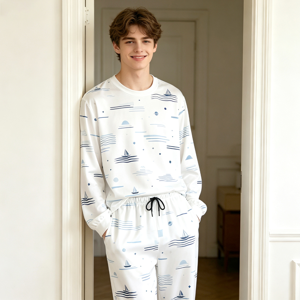Custom Full Print Pajamas Set Long Sleeve Top Pants 2 Piece Family Matching Sleepwear DIY Photo Pattern Couple Kids Nightwear