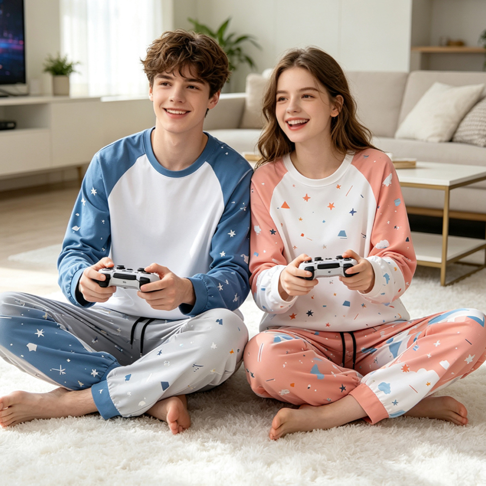 Custom Full Print Pajamas Set Long Sleeve Top Pants 2 Piece Family Matching Sleepwear DIY Photo Pattern Couple Kids Nightwear
