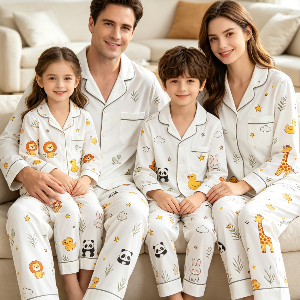 Custom Full Print Pajamas Set Long Sleeve Top Pants 2 Piece Family Matching Sleepwear DIY Photo Pattern Couple Kids Nightwear
