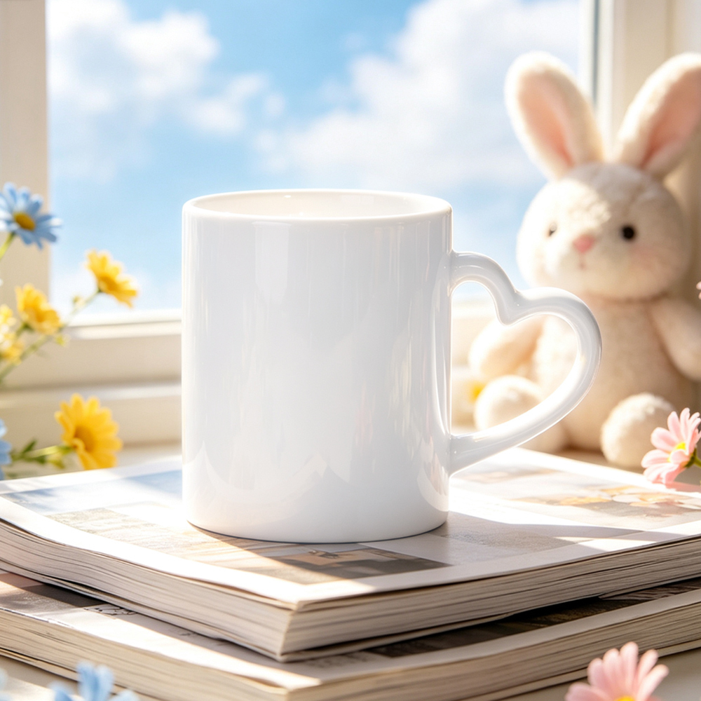 Sublimation White Ceramic Mug Blanks Collection 4 Shapes Love Heart Square Handle DIY Photo Printing Coffee Tea Cup