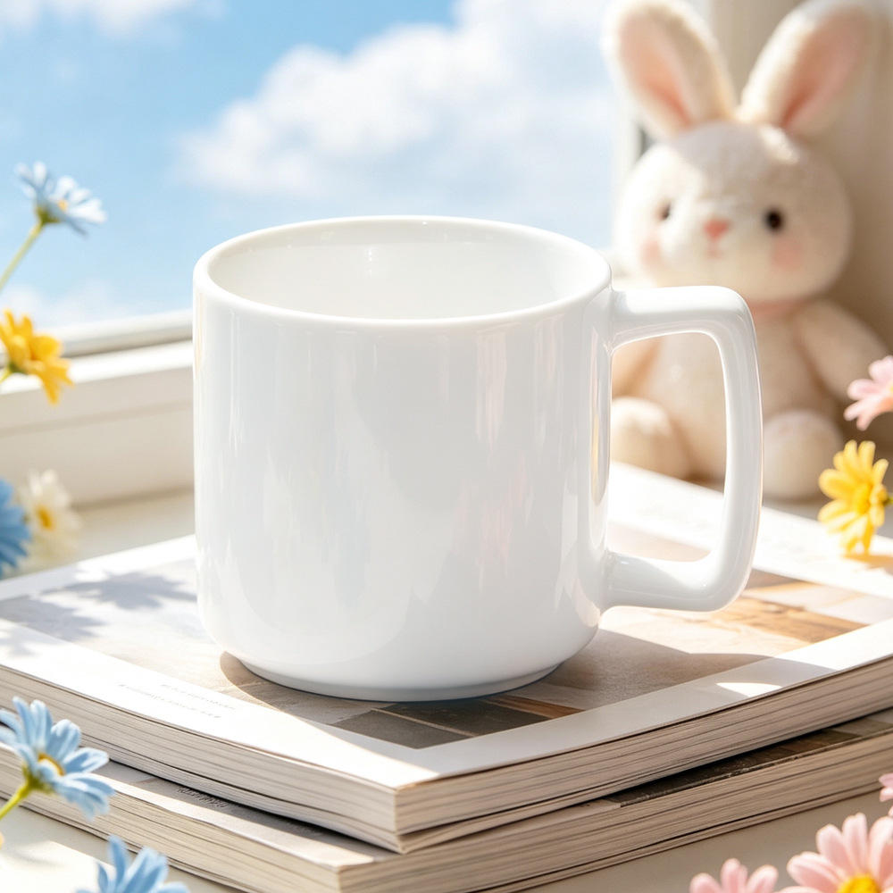 Sublimation White Ceramic Mug Blanks Collection 4 Shapes Love Heart Square Handle DIY Photo Printing Coffee Tea Cup