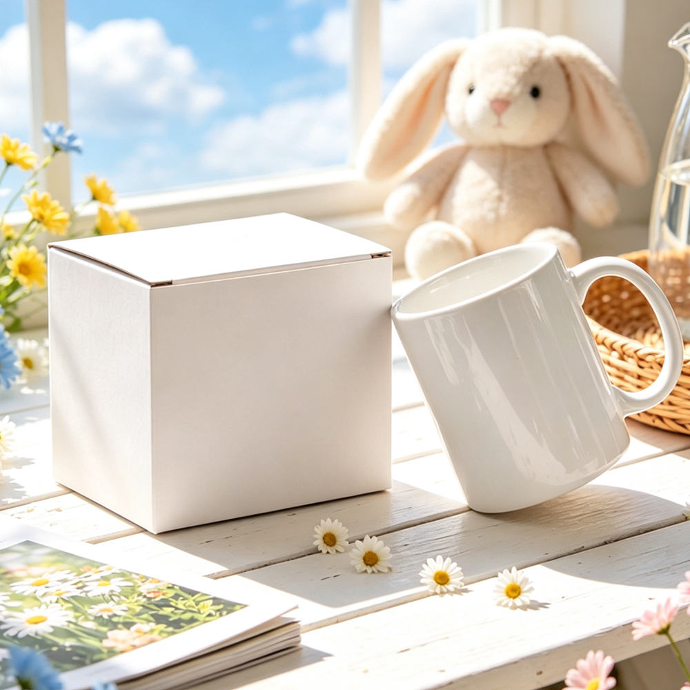 Sublimation White Ceramic Mug Blanks Collection 4 Shapes Love Heart Square Handle DIY Photo Printing Coffee Tea Cup