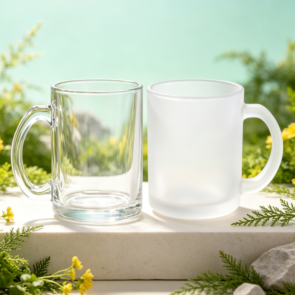 Wholesale Sublimation Blank Glass Cups Frosted Clear DIY Heat Transfer Tumbler with Bamboo Lid Straw for Personalized Drinkware Gift