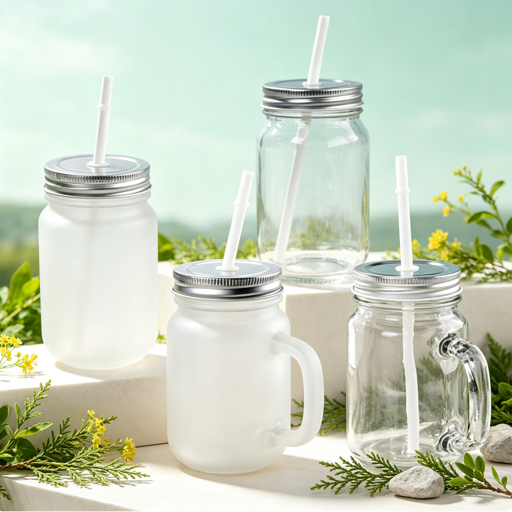 Wholesale Sublimation Blank Glass Cups Frosted Clear DIY Heat Transfer Tumbler with Bamboo Lid Straw for Personalized Drinkware Gift