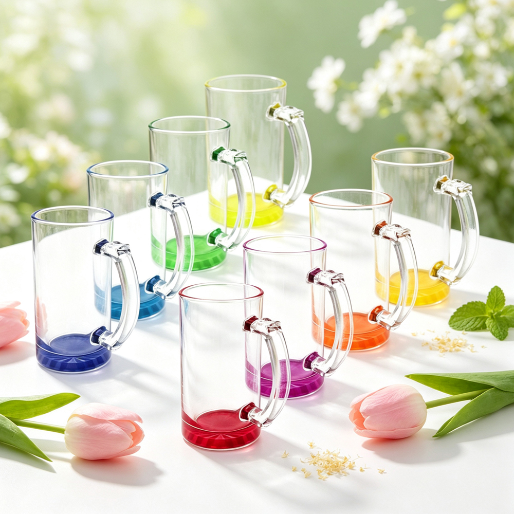 Wholesale Sublimation Blank Gradient Glass Cups Frosted Clear DIY Heat Transfer Tumbler with Bamboo Lid Straw for Custom Drinkware Gift