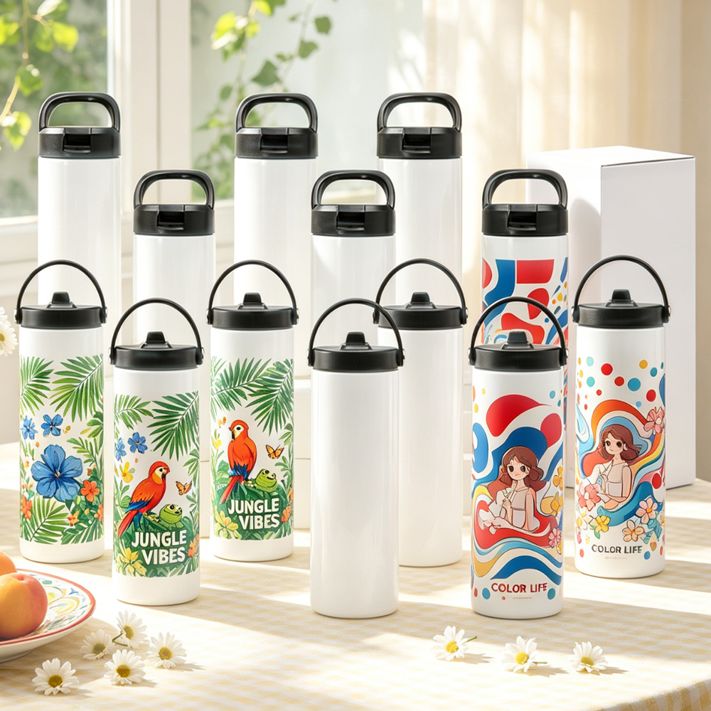 Wholesale Sublimation Stainless Steel Bottle Blanks DIY Custom Water Cups Vacuum Insulated Tumbler with Lid Straw for Gift Promo