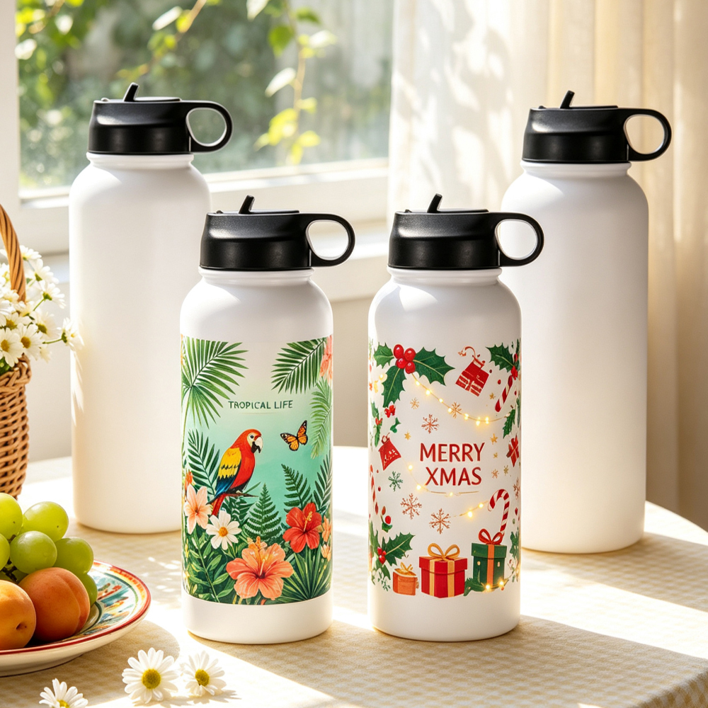 Wholesale Sublimation Stainless Steel Bottle Blanks DIY Custom Water Cups Vacuum Insulated Tumbler with Lid Straw for Gift Promo