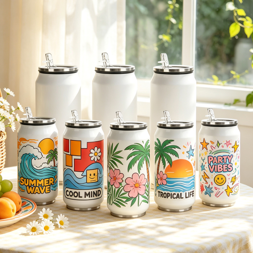 Wholesale Sublimation Stainless Steel Bottle Blanks DIY Custom Water Cups Vacuum Insulated Tumbler with Lid Straw for Gift Promo