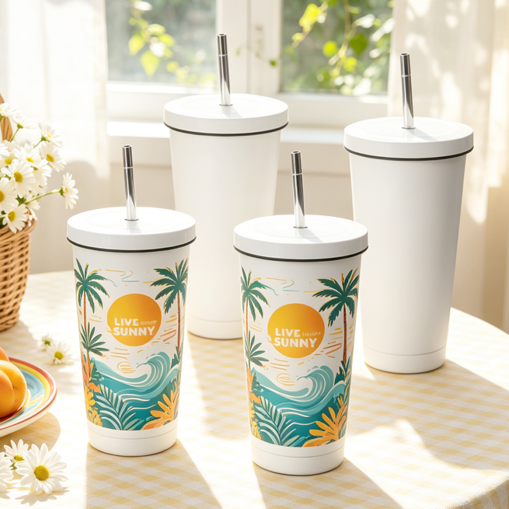 Wholesale Sublimation Stainless Steel Bottle Blanks DIY Custom Water Cups Vacuum Insulated Tumbler with Lid Straw for Gift Promo