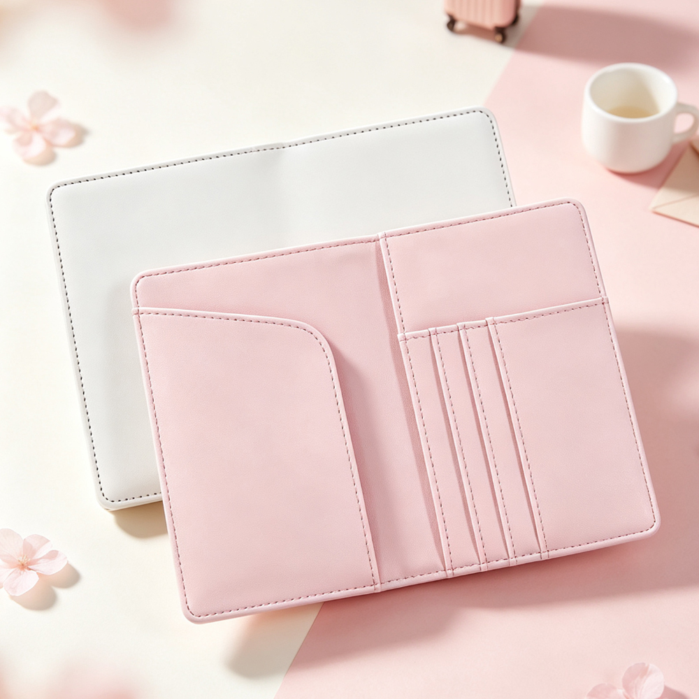 Wholesale Sublimation Blanks PU Leather Passport Holder DIY Custom Travel Document Cover with Card Slots Elastic Band for Gift Promo