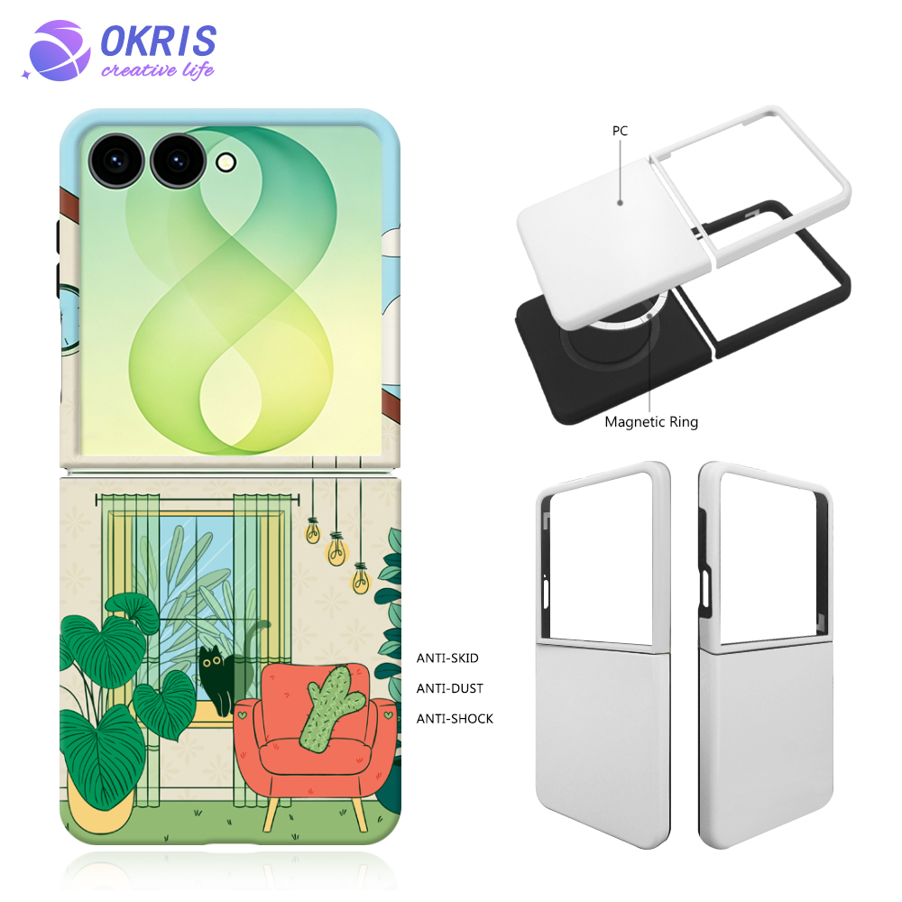 Wholesale 3D 2in1 Coated Sublimation Phone Case Magnetic Double Layer Cover for Samsung Z Flip 5/6/7/8DIY Heat Transfer Blank