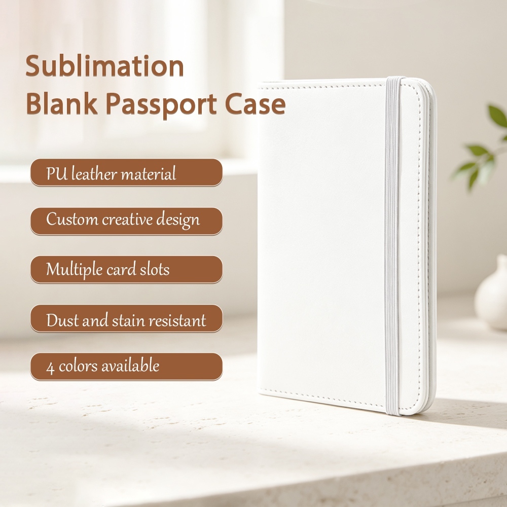 Sublimation PU Leather Passport Cover Blanks DIY Custom Heat Transfer Travel Wallet Credit Card Holder 4 Colors 10.9x15cm