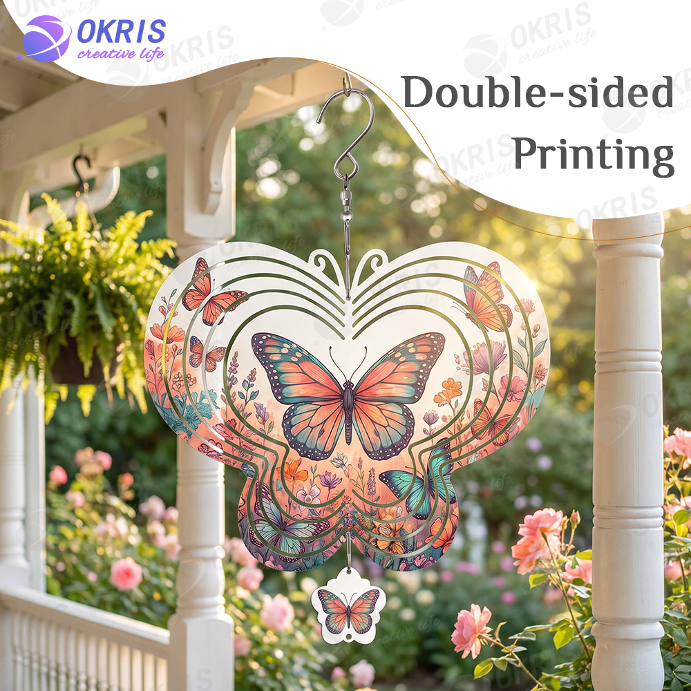 DIY Custom Sublimation Aluminum Wind Spinner Blanks Personalized Garden Yard Hanging Decor 1mm 2 Sizes 360 Hook Home Gift