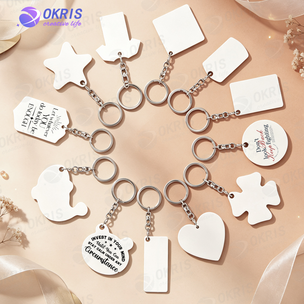 Sublimation Aluminum Keychain Custom Heat Transfer Printing for Logos, Artwork, or Text | Ready for Sublimation | Bulk Orders Available