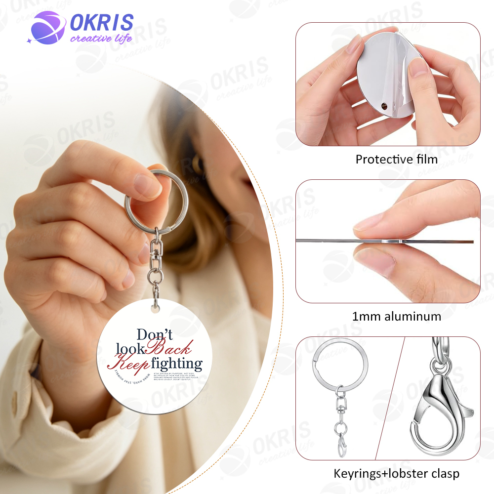 Sublimation Aluminum Keychain Custom Heat Transfer Printing for Logos, Artwork, or Text | Ready for Sublimation | Bulk Orders Available
