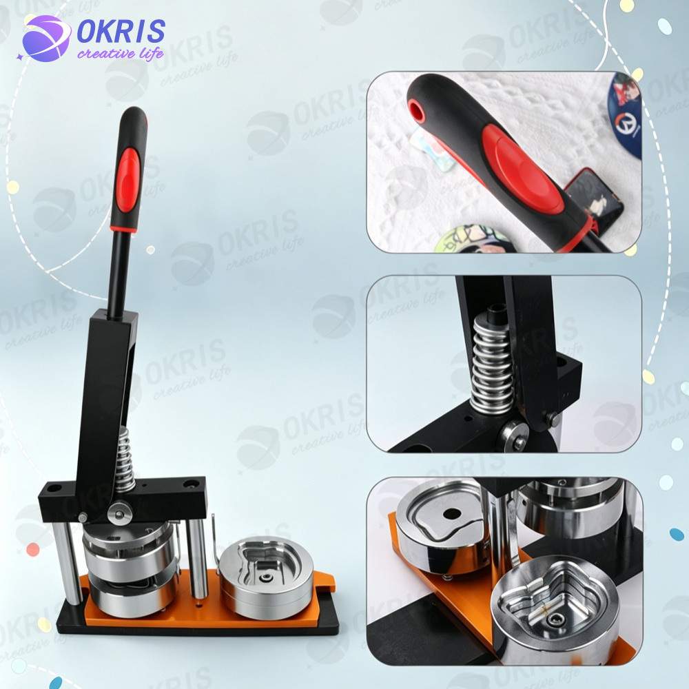 Custom Manual Badge Making Machine Kit Cat Head Star Button Press Cutter 100 Sets Magnetic Backing DIY Pin Gift
