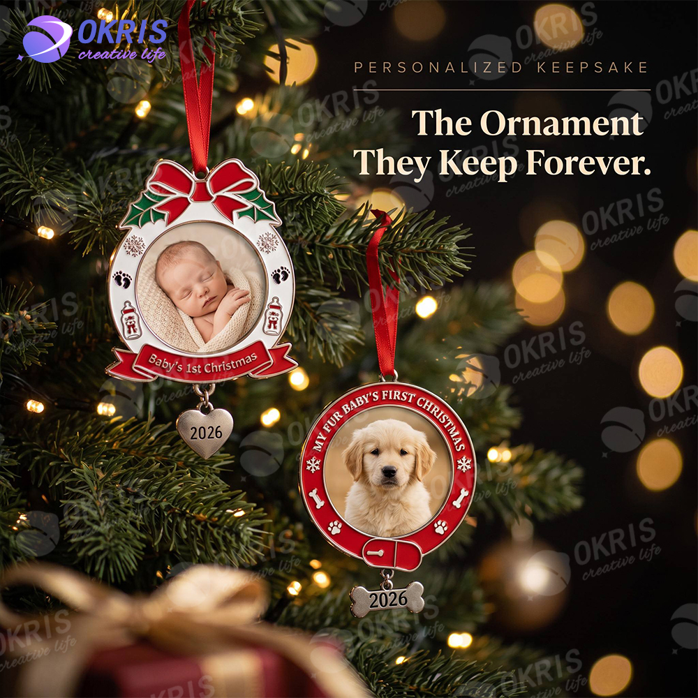 Sublimation 2026 Christmas Ornaments 4 Shape Blank Single Sided Aluminum Printing Xmas Pendant with Red String DIY Tree Hanging Decoration