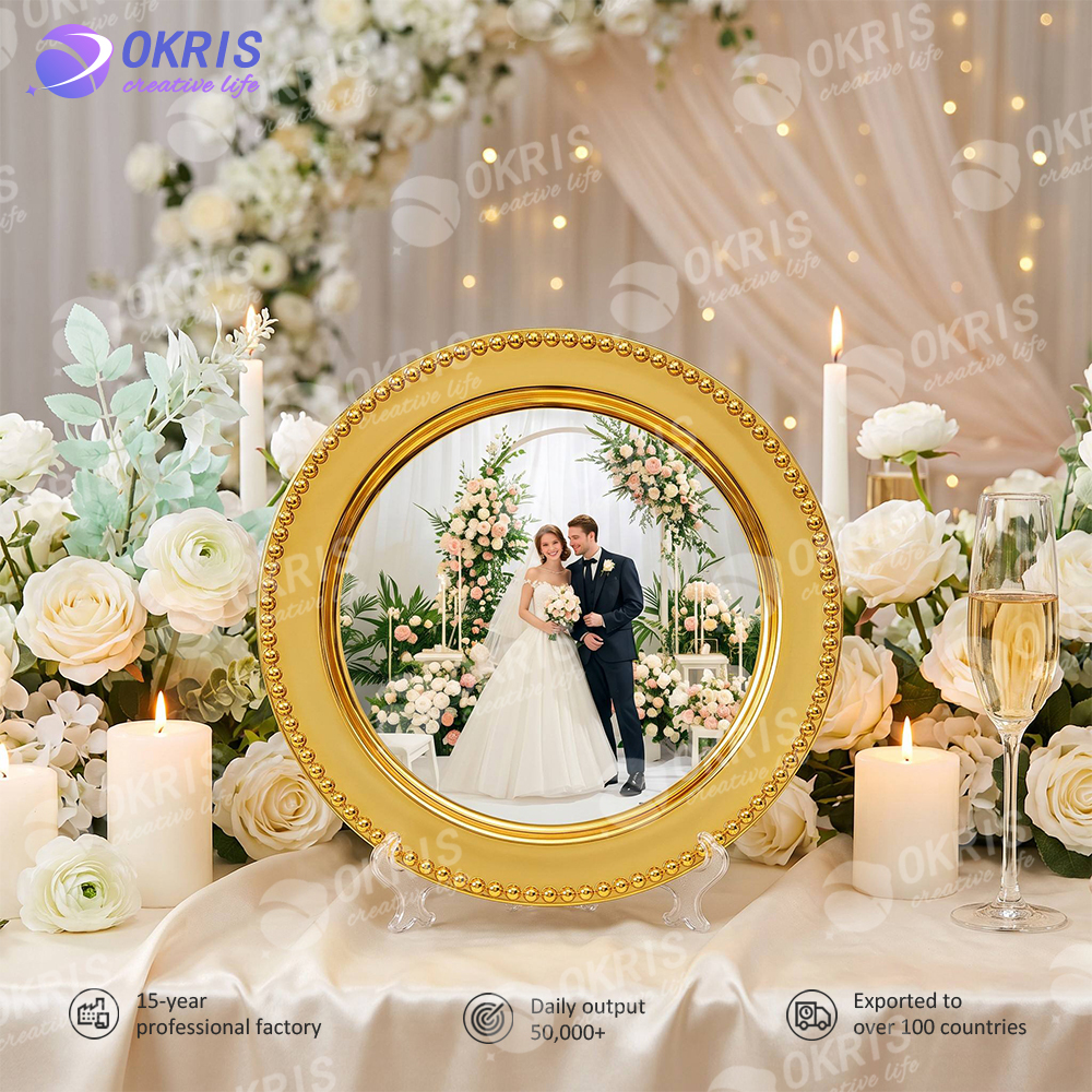 Sublimation Wedding Fruit Tray Metal Decorative Serving Plate Gold Silver 2 Sizes DIY Photo Logo Custom