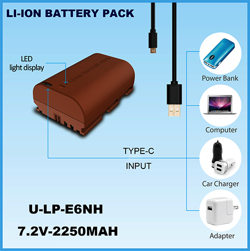 Lithium Battery Pack LP-E6NH Compatible CANON SLR Camera 5DS R5 R6 5D MARK2 MARK3 MARK4 6D 7D
