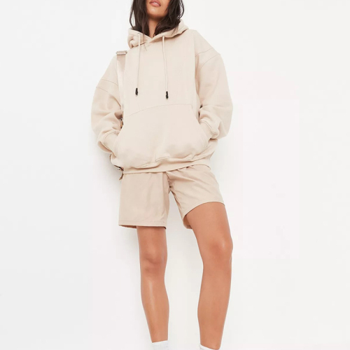 nude rib hem oversized hoodie