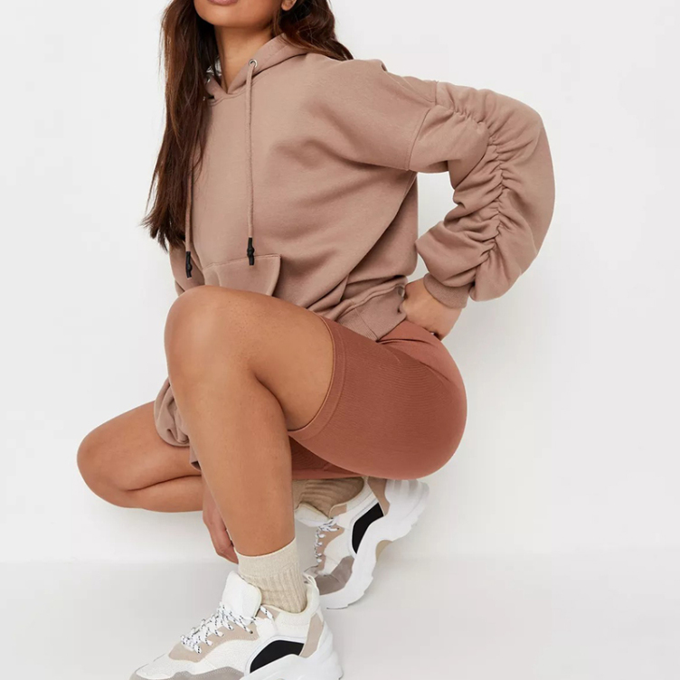 Pleated Sleeve Hoodie