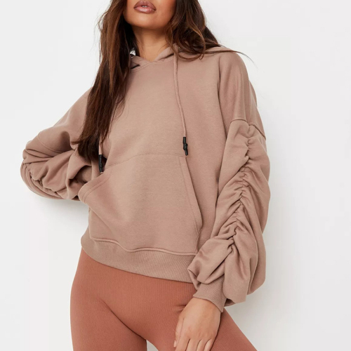 Pleated Sleeve Hoodie