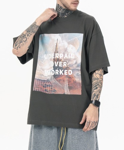 Vintage abstract landscape print T-shirt