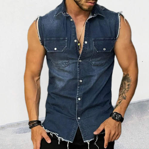 Sleeveless denim T-shirt