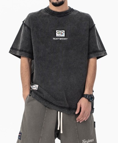 Embroidered crewneck short sleeve T-shirt