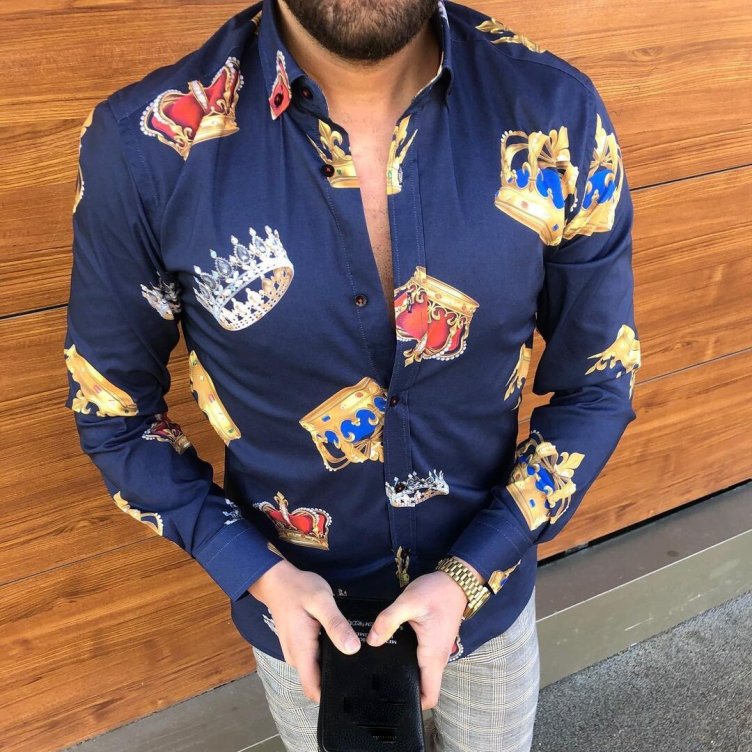 Crown print casual shirt