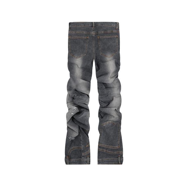 Pleated ripped jeans