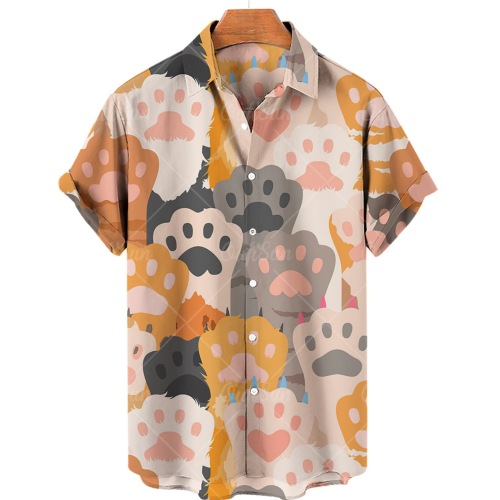 Cat print casual fashion shirt
