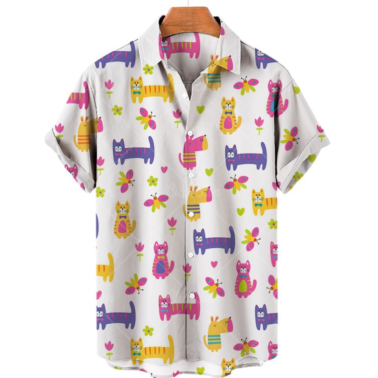 Cat print casual fashion shirt