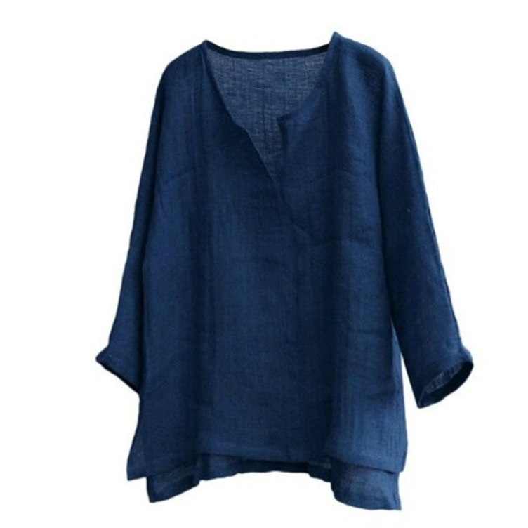 Cotton and linen loose fashion trend shirt